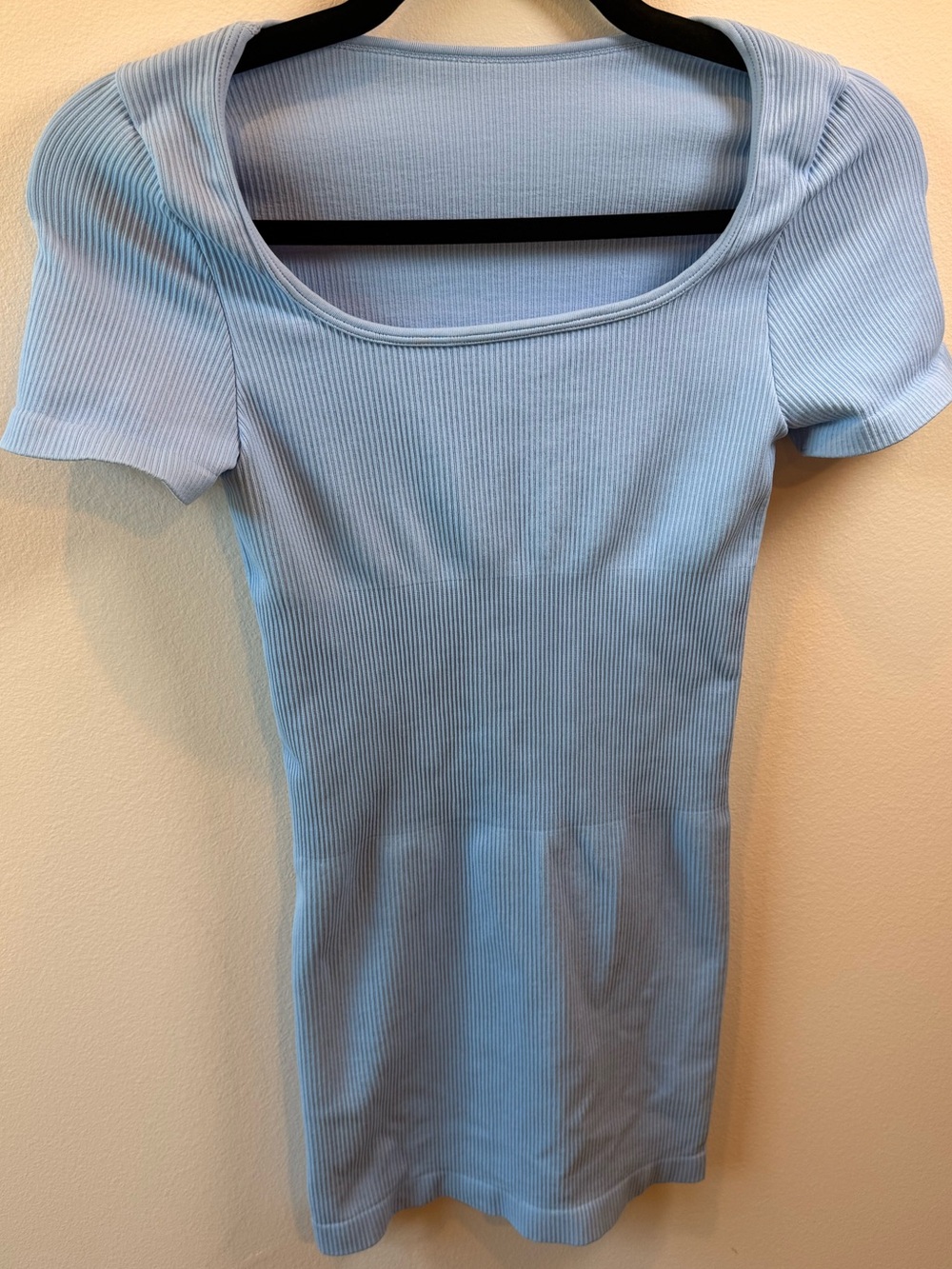 OQQ Light Blue Ribbed Bodycon Mini Dress Size Small
